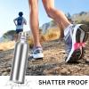 CHENGU 4 Pieces 34oz Single Wall Stainless Steel Water Bottles with Handle and Bamboo Lid Large Leakproof Metal Camping Bottles for Sports, Cyclists, Runners view 4