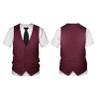 RUNQHUI Men Short Sleeve Fake Suit T Shirt Vest & Tie Funny 3D Printed Tuxedo Shirt Party Clothing Burgundy Medium view 3