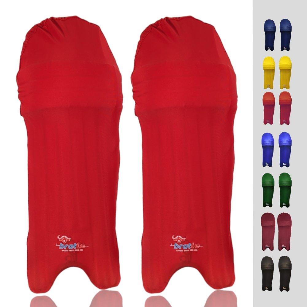 Bratla Cricket Batting Pads Covers, Red Covers for Cricket Pads for Men Batting Color Fit Neatly on Legguards Easily Put On