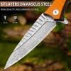 VALHALLA Damascus Pocket Knife for Men, 3.4" Handmade Forged VG10 Damascus Steel Blade, Damascus Blade Utility Knife with Pocket Clip, Gift for Men view 2