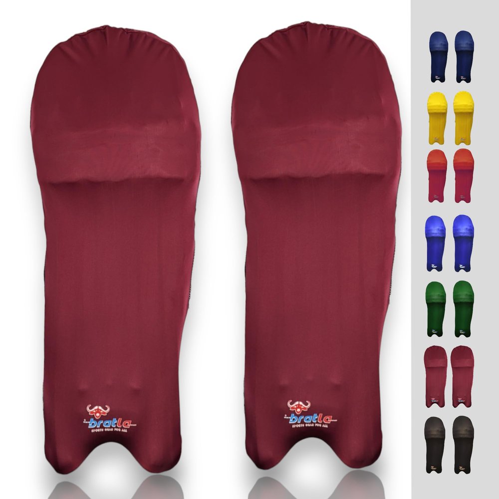 Bratla Cricket Batting Pads Covers, Maroon Covers for Cricket Pads for Men Batting Color Fit Neatly on Legguards Easily Put On