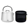 SILVERANT Titanium Camping Kettle, Titanium Pot with Lid Folding Bail Handle Camping Coffee & Tea Pot for Outdoor Backpacking Hiking Teapot 1200ml - Sandblasted view 1