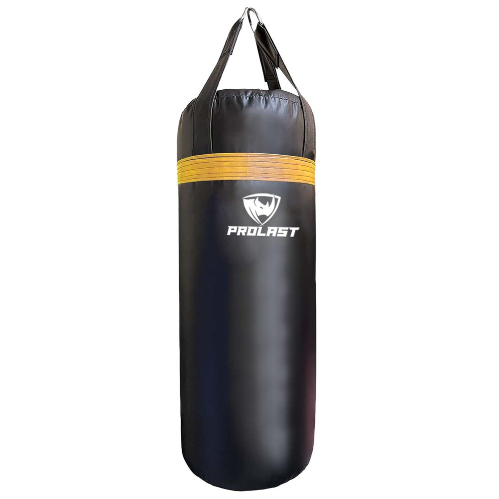 PROLAST Punching Bag for Experienced and Beginners, Boxing, MMA, Martial Arts, Muay Thai Training Equipment, Hanging, Filled, 3ft, 50 lbs, Rhino Logo, Black/Yellow