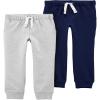 Carter's Toddler Boys 2 Pack French Terry Active Joggers/Pants, (5T, Navy/Light Gray) view 1