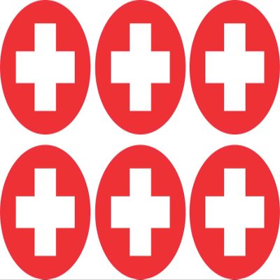 StickerTalk Medical Cross Vinyl Stickers, 1 Sheet of 6 Stickers, 2 inches by 2 inches Each