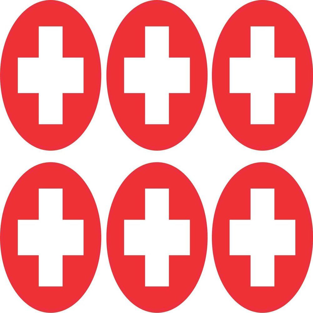 StickerTalk Medical Cross Vinyl Stickers, 1 Sheet of 6 Stickers, 2 inches by 2 inches Each