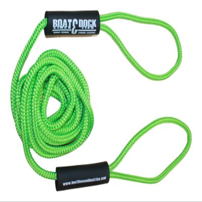 Boat Throw Rope- Double Braided Nylon Rope, Stitched Loops and Floats by Boat Lines and Dock Ties (Hiviz Green, 2 Loop 10 Feet)