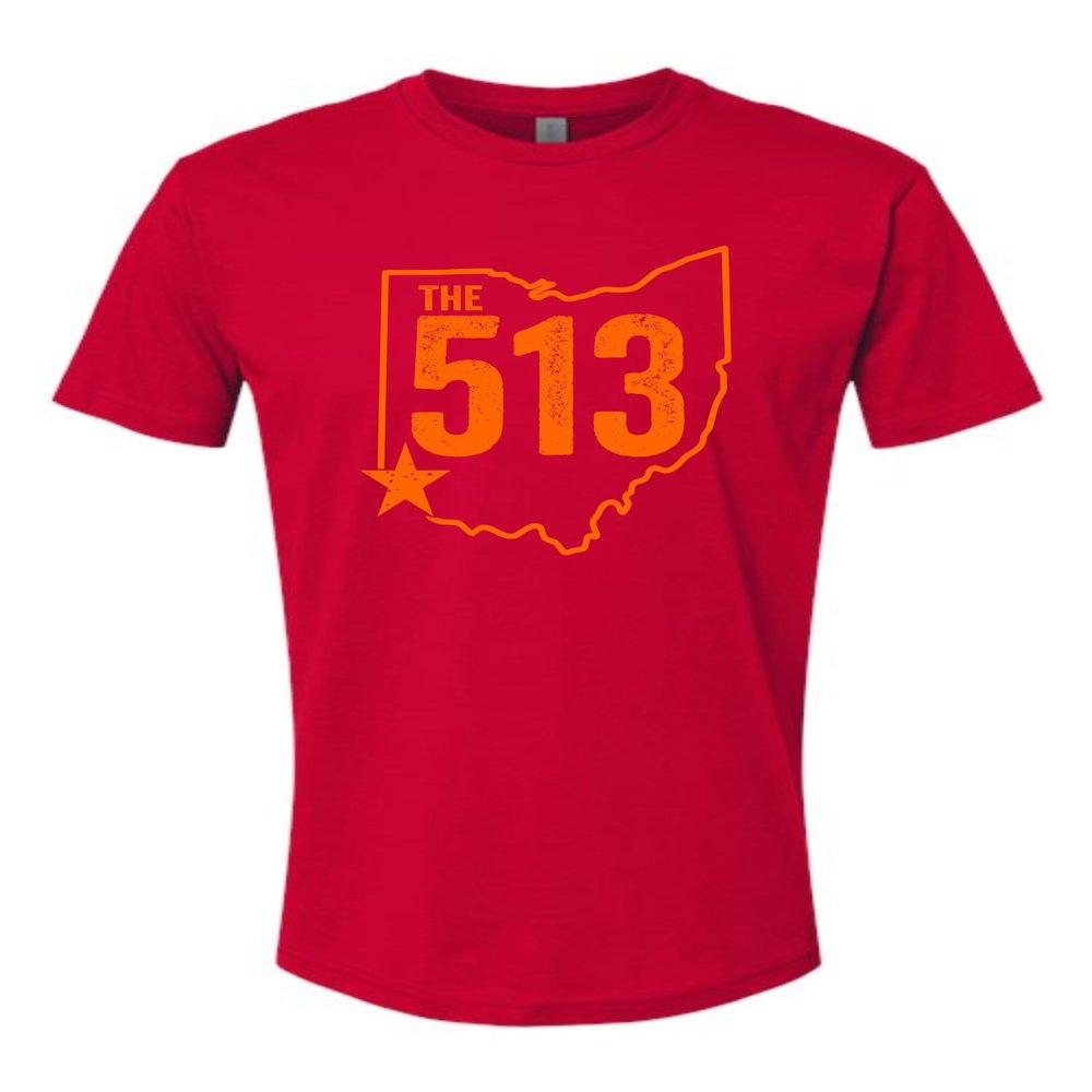 3X-Large Red Mens The 513 City of Cincinnati Ohio Pride Deluxe Soft T-Shirt