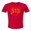 3X-Large Red Mens The 513 City of Cincinnati Ohio Pride Deluxe Soft T-Shirt view 1