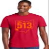 3X-Large Red Mens The 513 City of Cincinnati Ohio Pride Deluxe Soft T-Shirt view 2