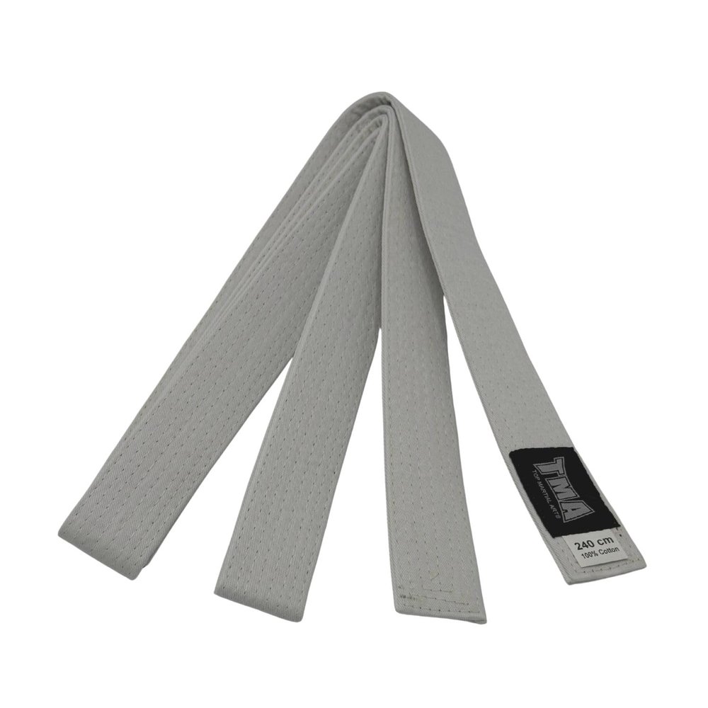 TMA Martial Arts Karate Taekwondo Solid Color 1.75'' Wide Double Wrap Student Rank Belt for Kids and Adult (White, 10)