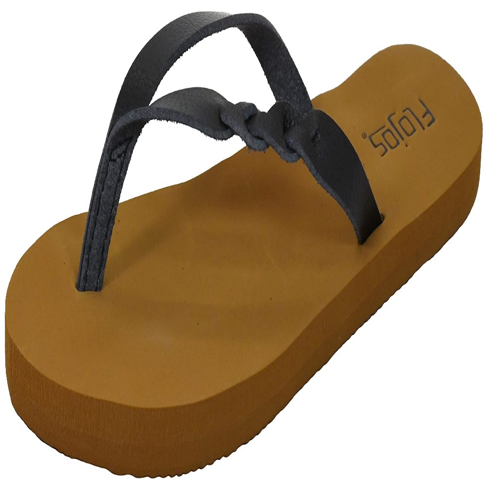 FLOJOS Women's Serenity Flat Sandal, Black/TAN, 6