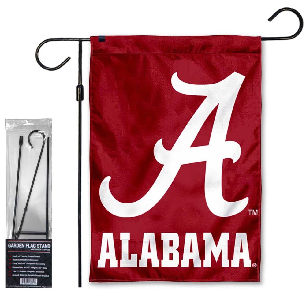 Alabama Crimson Tide Garden Banner Flag with Stand Pole Holder