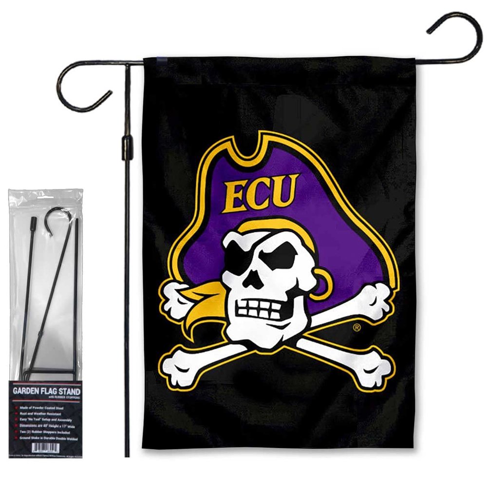 East Carolina Pirates Garden Banner Flag with Stand Pole Holder