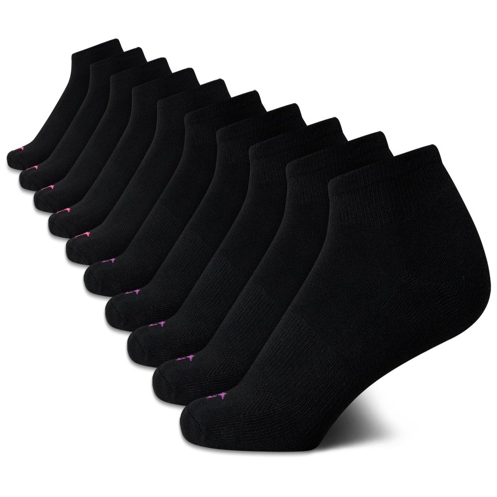 Avia Womens Quarter Socks - 10/14 Pack Soft Cushioned Moisture Wicking Quarter Cut Athletic Ankle Socks for Women (4-9), Size 4-9, Black