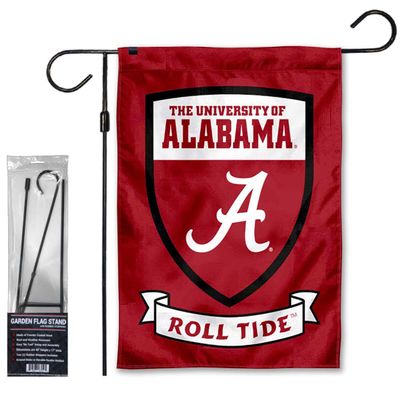 Alabama Crimson Tide Shield Garden Banner Flag with Stand Pole Holder
