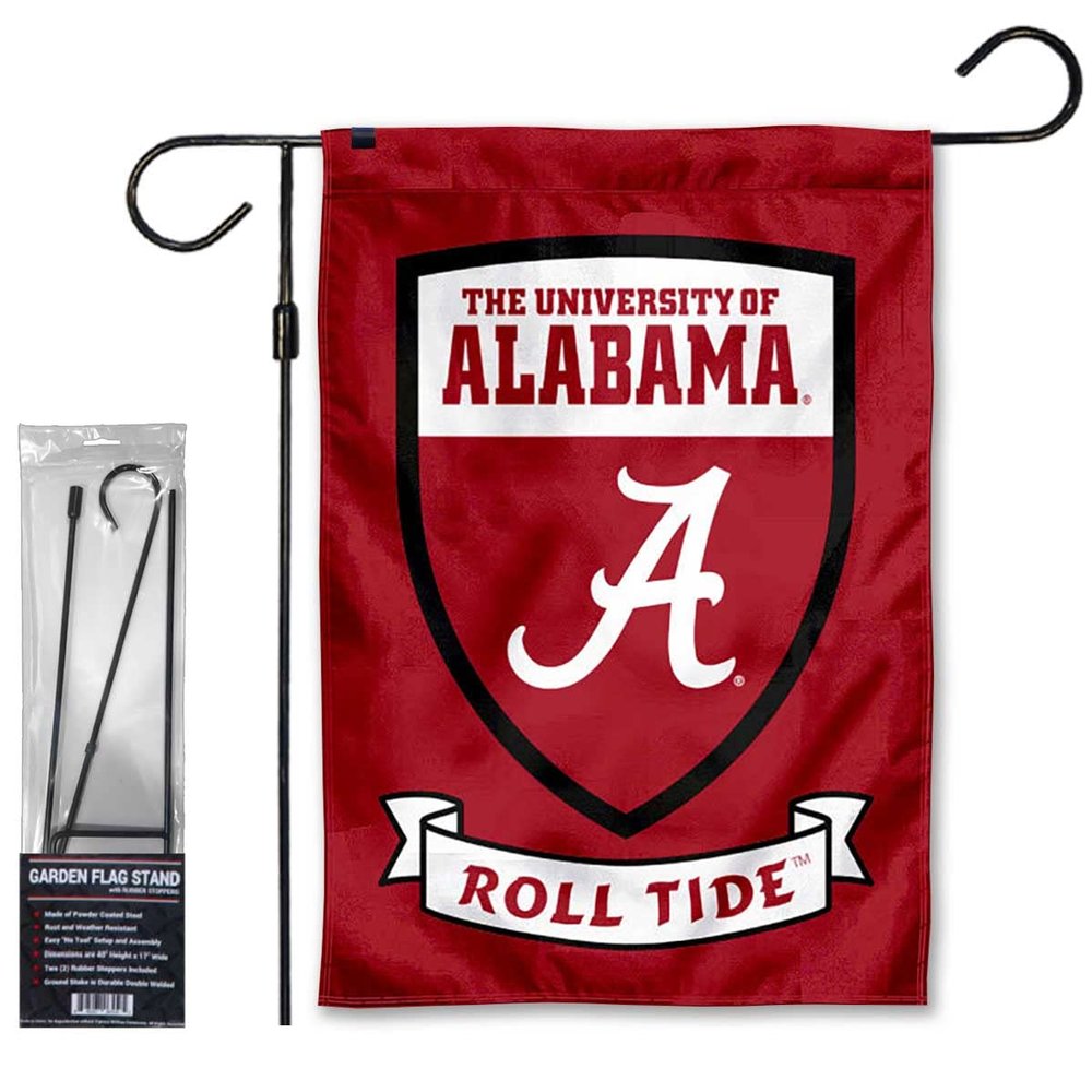 Alabama Crimson Tide Shield Garden Banner Flag with Stand Pole Holder