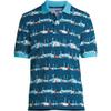Lands' End Mens Short Sleeve Comfort First Mesh Polo Baltic Teal Docked Boats Regular Small view 2