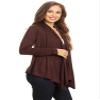 Casual Solid Long Sleeve Open Front Draped Cardigan Brown S view 2
