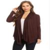 Casual Solid Long Sleeve Open Front Draped Cardigan Brown S view 3
