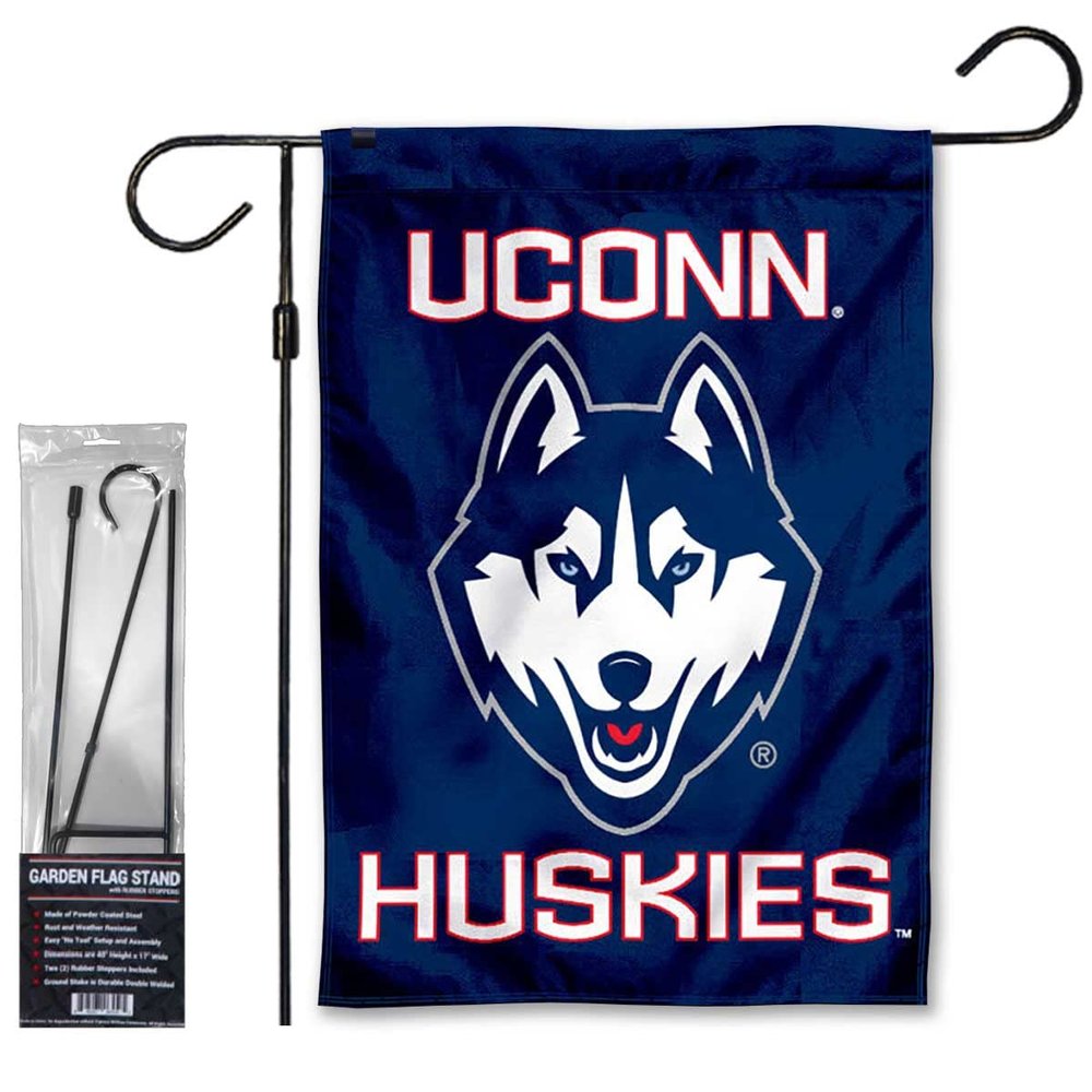 Connecticut Huskies Garden Banner Flag with Stand Pole Holder