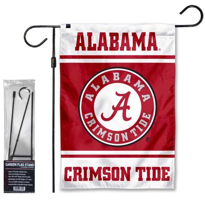 Alabama Crimson Tide Garden Banner Flag with Flag Pole Stand Set