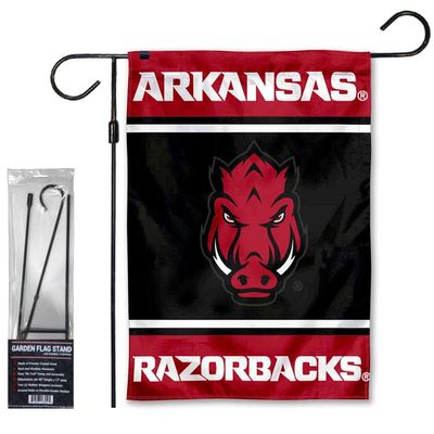 Arkansas Razorbacks Garden Banner Flag with Flag Pole Stand Set