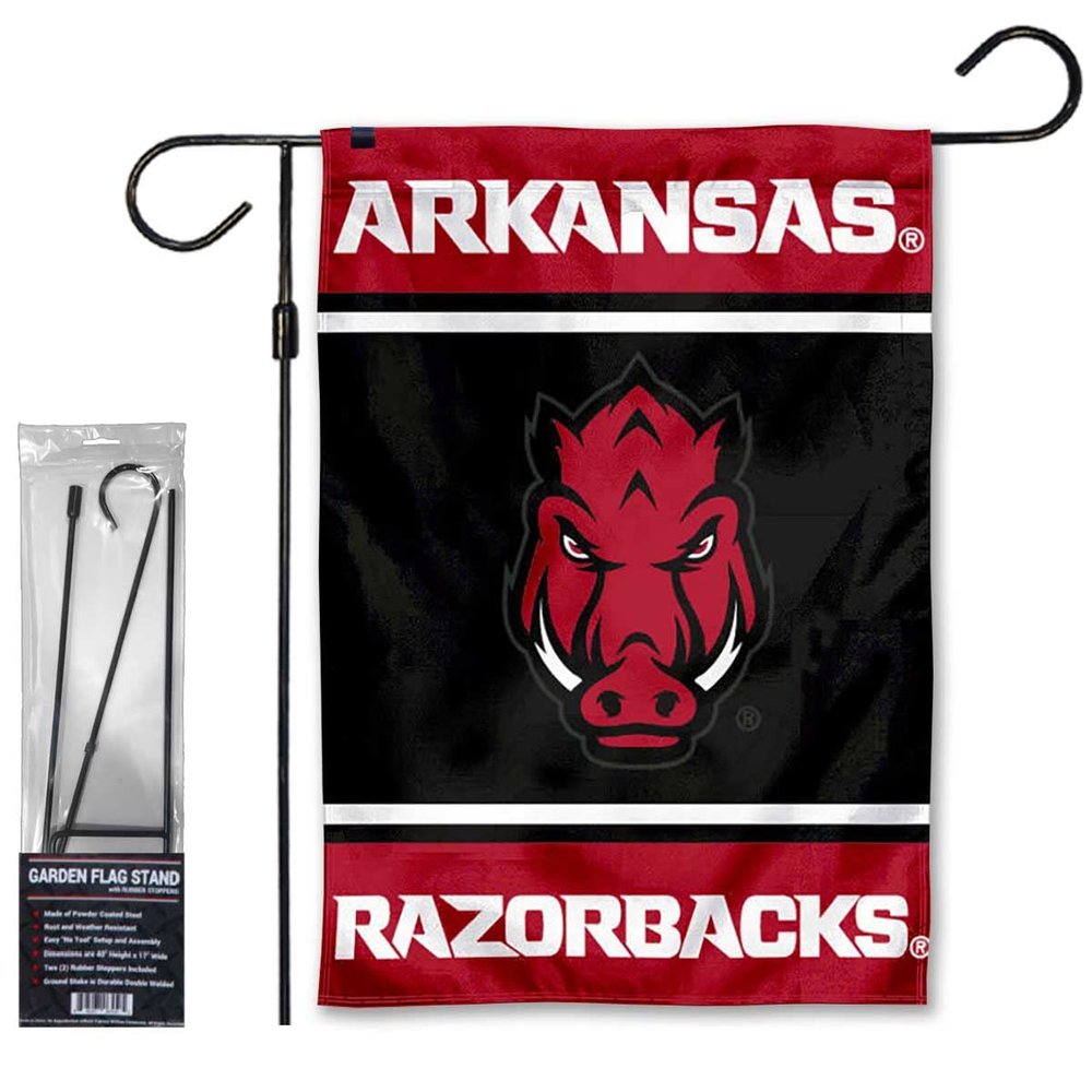 Arkansas Razorbacks Garden Banner Flag with Flag Pole Stand Set