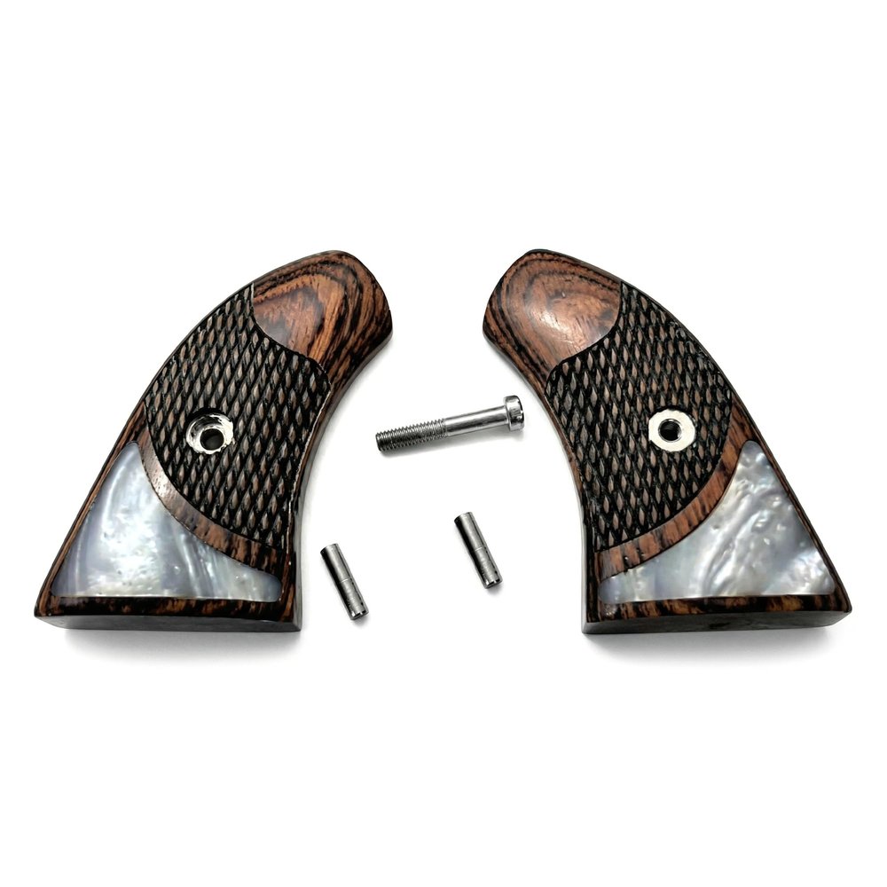 Replacement Grips for NAA North American Arms Boot Size Rosewood Checkered &Pearl - Screws & Stud Included