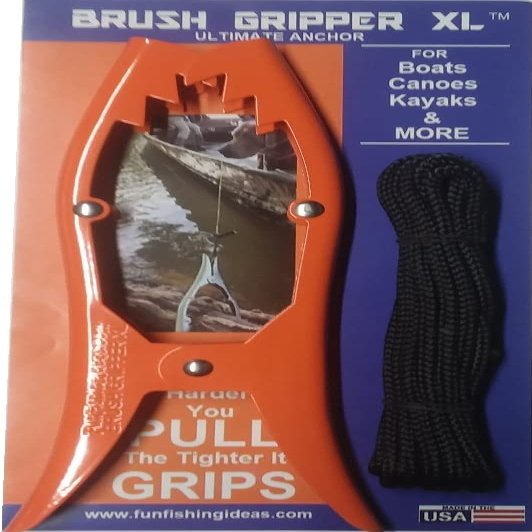 FunFishingIdeas Brush Gripper XL - Larger and Stronger Than Others. Jaws Open 5.5" Includes 12+ feet 1/4" Rope - Made in USA! (Orange)