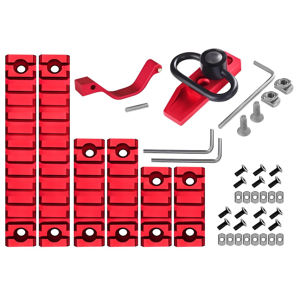 Gotical Combo of 5 Slots & 7 Slots M-Lock Rail Picatinny Rail Section Adapter Super Value Pack M-Lock with Set of Screws ML0K Picatinny Accessory Rail (Pack of 8 - Slots, Trigger & Attachment)