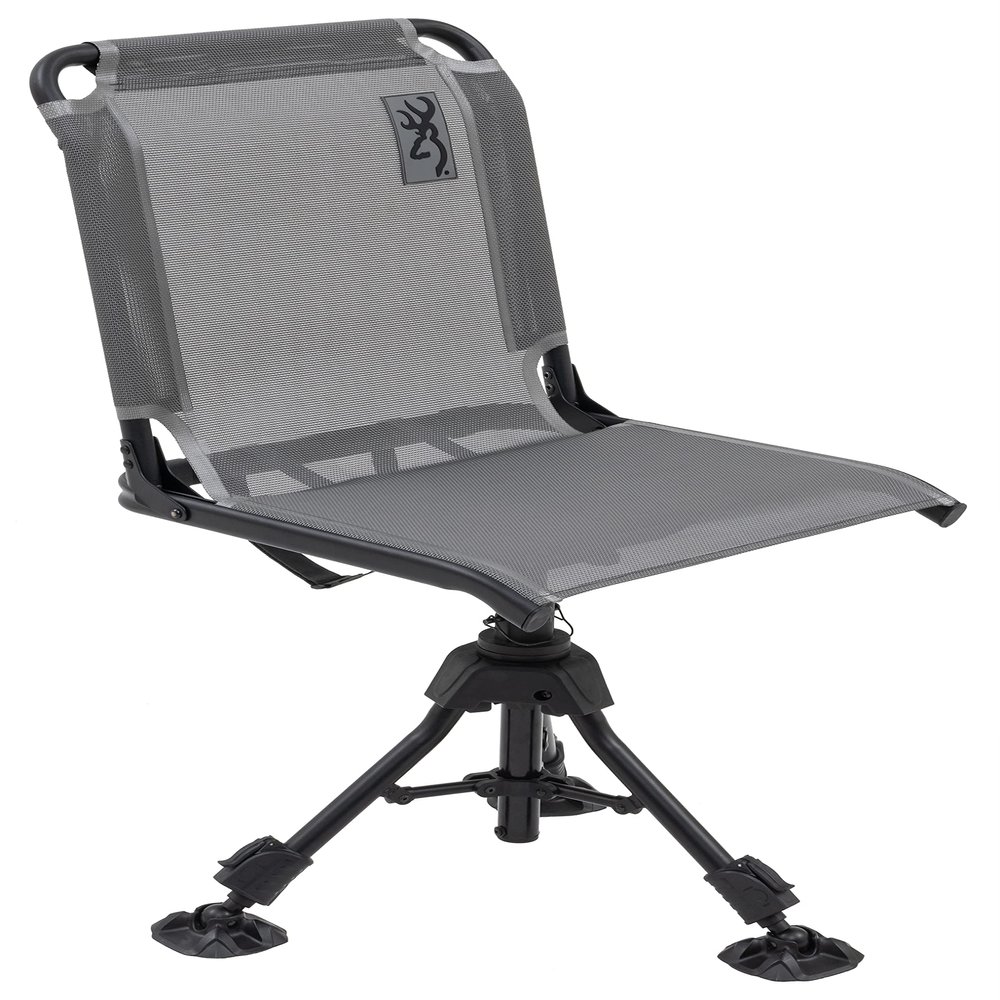 Browning Huntsman Hunting Chair - Durable TechMesh Material Over Steel Frame, with 360-degree Swivel, Adjustable Height, and Independent Leg Adjustment, Charcoal