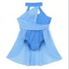 Daenrui Kids Girls Halter Neck Cutout Back Ballet Lyrical Dance Dress Latin Jazz Skating Costume Leotard Skirt Light Blue 8 Years view 3