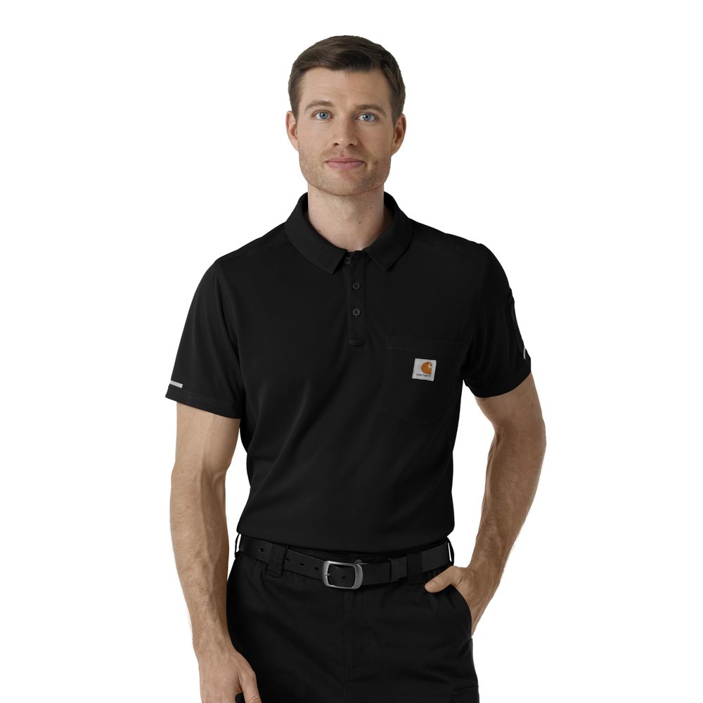 Carhartt Cross-Flex Men's Men's Micro Ripstop Chest Pocket Scrub Top, Black, 3X