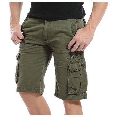 QWENTMTNTY Cargo Shorts for Men Big Tall Relaxed Fit Twill Straight Leg Short Multi-Pockets Athletic Hiking Tactical Shorts