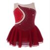 Agoky Big Girls' Kids Sparkly Ice Figure Skating Roller Skating Dress Gymnastic Tutu Skirted Leotard Costume Red 11-12 view 1