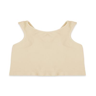 Kurve Premium Girls Seamless Supersoft Sleeveless Crop Tank Top - Stretchy Bra, UV UPF 50+ (Made in USA), Pebble, 9 Years-14 Years
