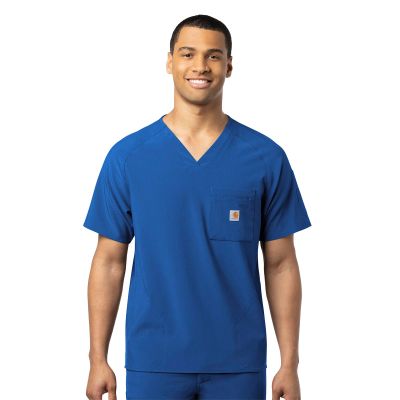Carhartt Cross-Flex Men's Men's Micro Ripstop Chest Pocket Scrub Top, Royal, 3X
