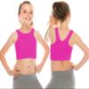 Kurve Premium Girls Seamless Supersoft Sleeveless Crop Tank Top - Stretchy Bra, UV UPF 50+ (Made in USA), Black/Neon Fuschia Set, 4 Years-8 Years view 4