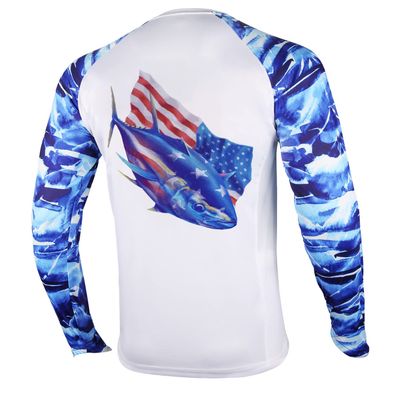 Palmyth Fishing Shirt for Men Long Sleeve Sun Protection UV UPF 50+ T-Shirts with Pocket (Flag Tuna, Large)