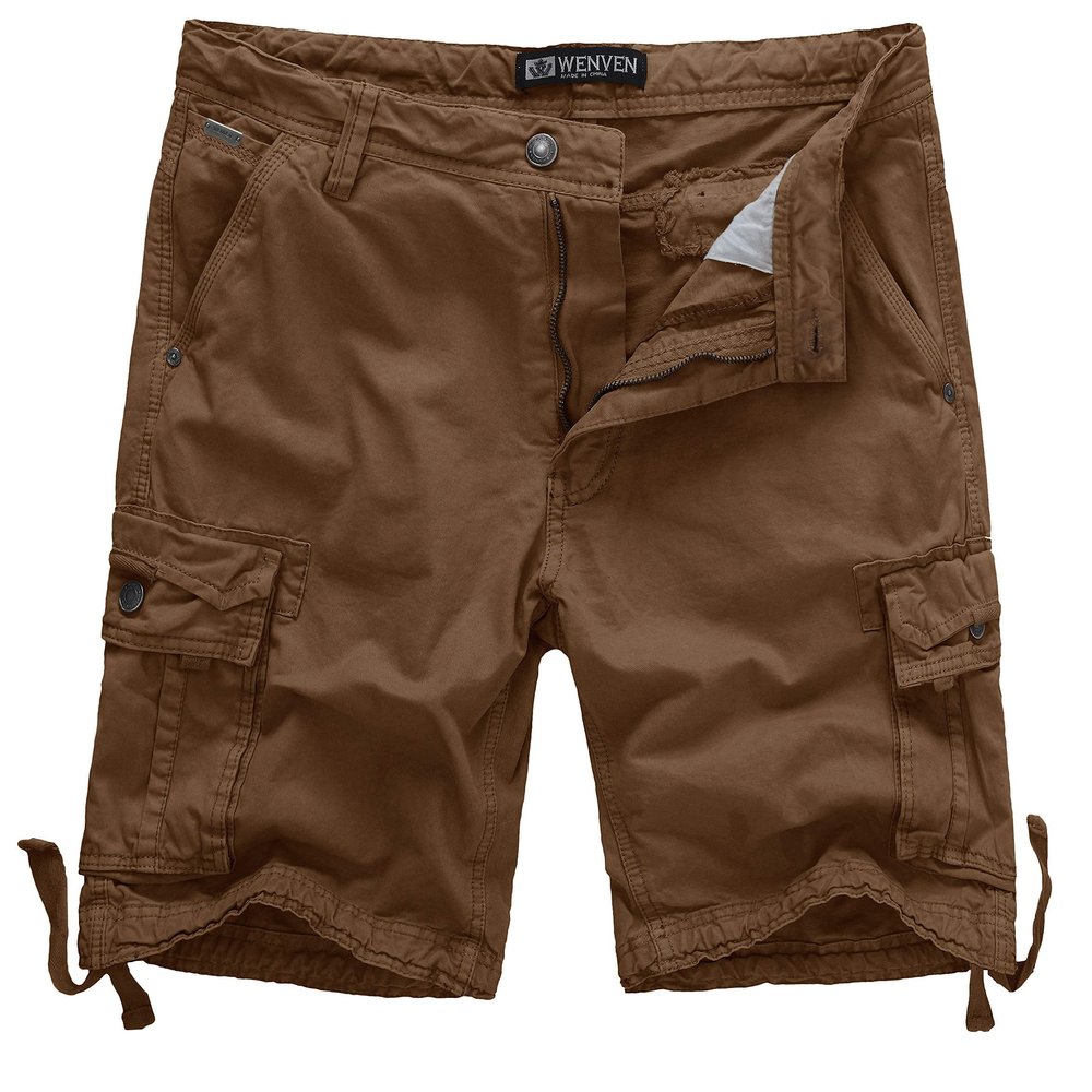 WenVen Men's Summer Cargo Shorts Cotton Carpenter Short, Coffee, 40
