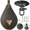 FISTRAGE Speed Bag Boxing Ball Leather MMA Muay Thai Training Punching Dodge Striking Kit with Free Hanging Swivel Workout Speedball Kicking Platform Equipment (Golden Black) view 1