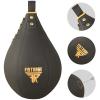FISTRAGE Speed Bag Boxing Ball Leather MMA Muay Thai Training Punching Dodge Striking Kit with Free Hanging Swivel Workout Speedball Kicking Platform Equipment (Golden Black) view 4
