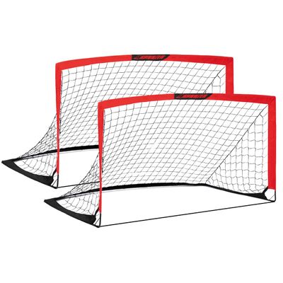 L RUNNZER Portable Soccer Goals, Kids Soccer Nets for Backyard for Training & Practice, Soccer Net for Kids with Carry Bag, 2 Set, 66 x 3.3, Red