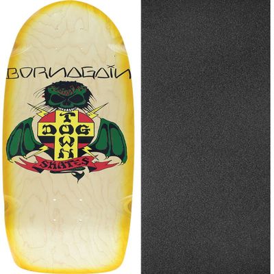 Dogtown Skateboards Born Again 70's Natural / Yellow Skateboard Deck - 8.37" x 30" with Black Magic Black Griptape - Bundle of 2 items
