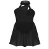 Daenrui Kids Girls Halter Neck Cutout Back Ballet Lyrical Dance Dress Latin Jazz Skating Costume Leotard Skirt Black 12 Years view 1