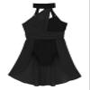 Daenrui Kids Girls Halter Neck Cutout Back Ballet Lyrical Dance Dress Latin Jazz Skating Costume Leotard Skirt Black 12 Years view 3