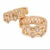 18k Gold Plated Sparkling Pave Bars Hoop Earrings in Various Colors view 2