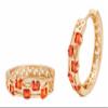 18k Gold Plated Sparkling Pave Bars Hoop Earrings in Various Colors view 3