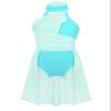 Daenrui Kids Girls Halter Neck Cutout Back Ballet Lyrical Dance Dress Latin Jazz Skating Costume Leotard Skirt Mint Green 10 Years view 1